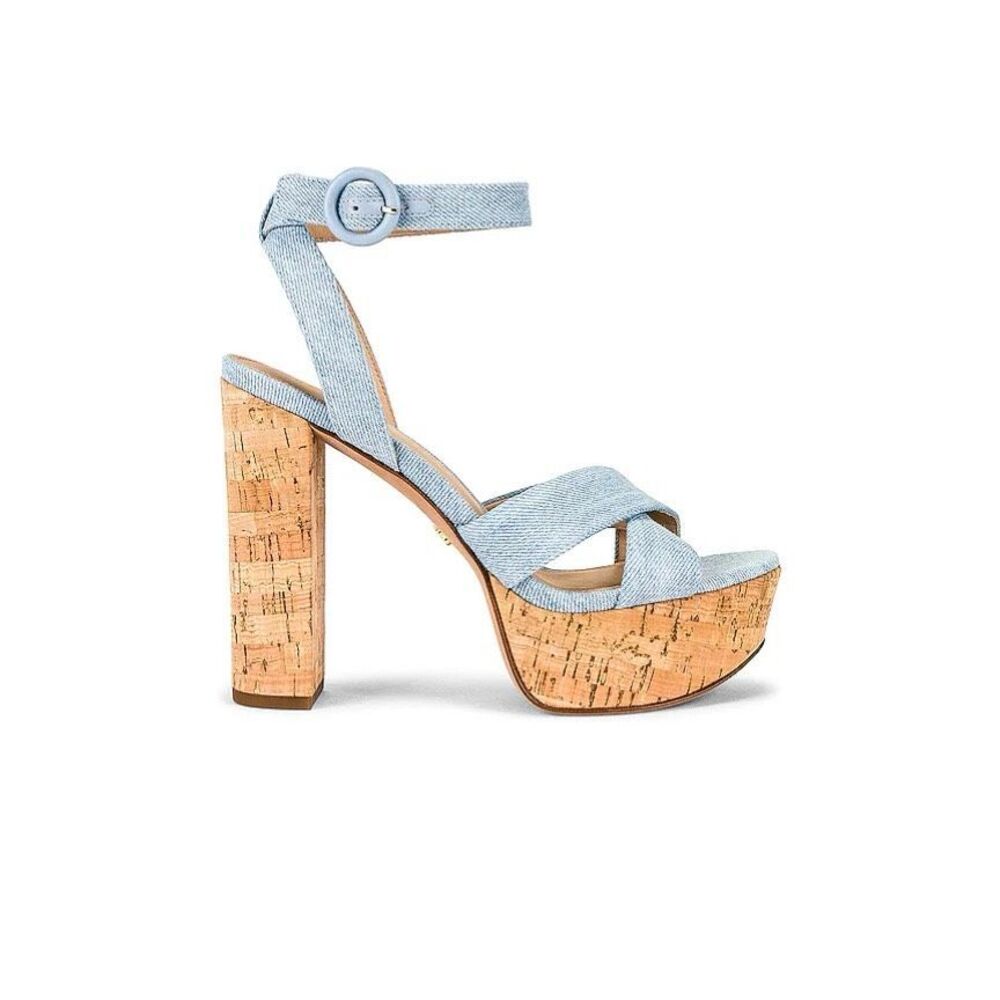Veronica Beard Lalana Denim Cork Platform Sandal | Light Jeans Blue | Size 6M